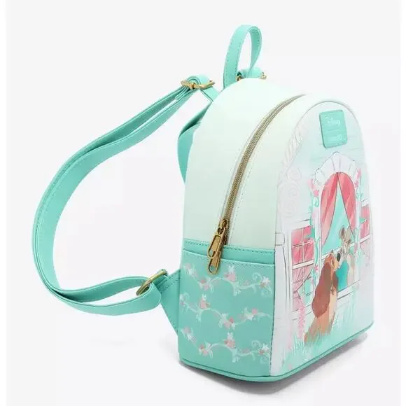 NWT Loungefly Disney Lady And The Tramp Window Kiss Mini Backpack - Picture 2 of 6